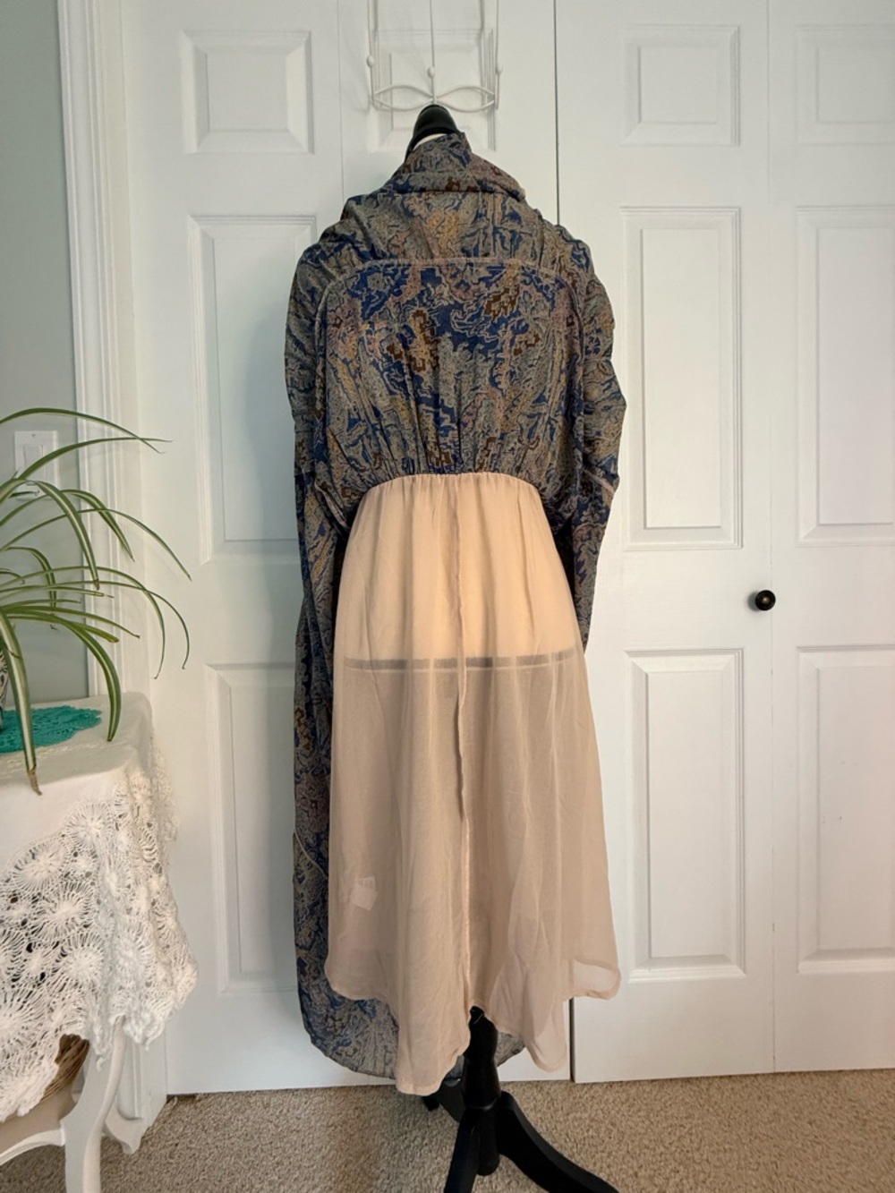 Elan Boho Western Sheer Lined long sleeve tiered Maxi Dress New size Small - Picture 11 of 15